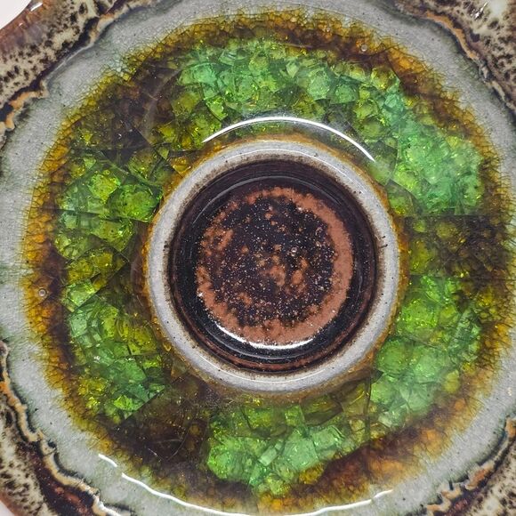 Native American Navajo Stoneware Pottery Crackle Glass Candle Holder Set NEW - Picture 4 of 9